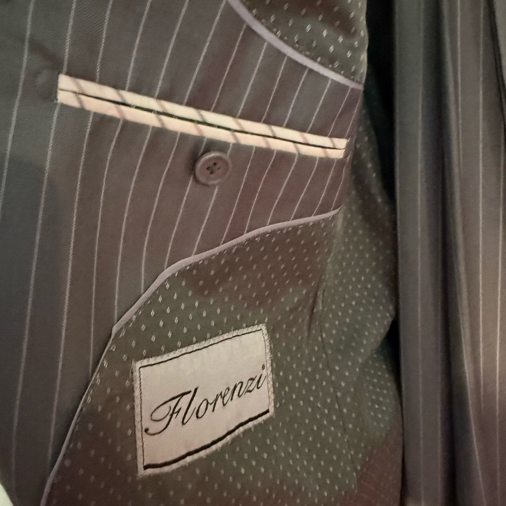 PRE-OWNED FLORENZI Men's Gray 3-BUTTON Pinstripe Blazer/Pants - Picture 6 of 16